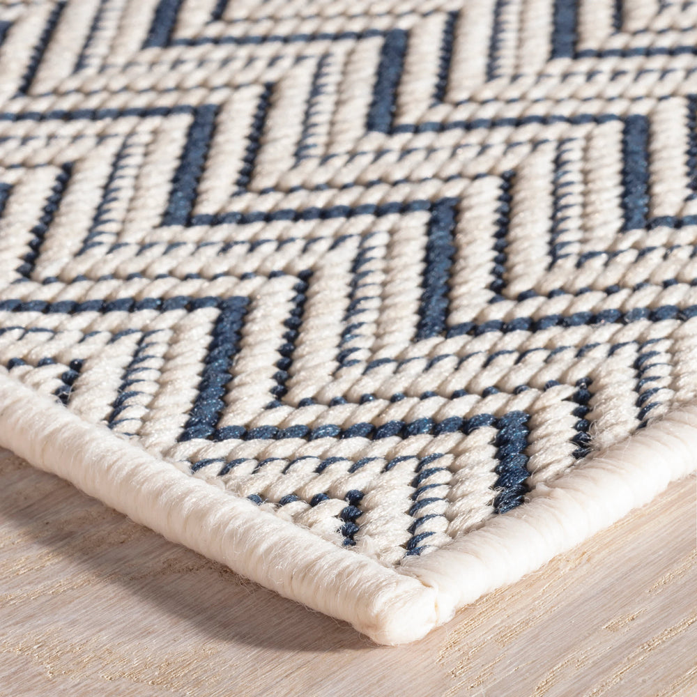 Happy Chevron Woven Indoor/Outdoor Custom Rug | Navy