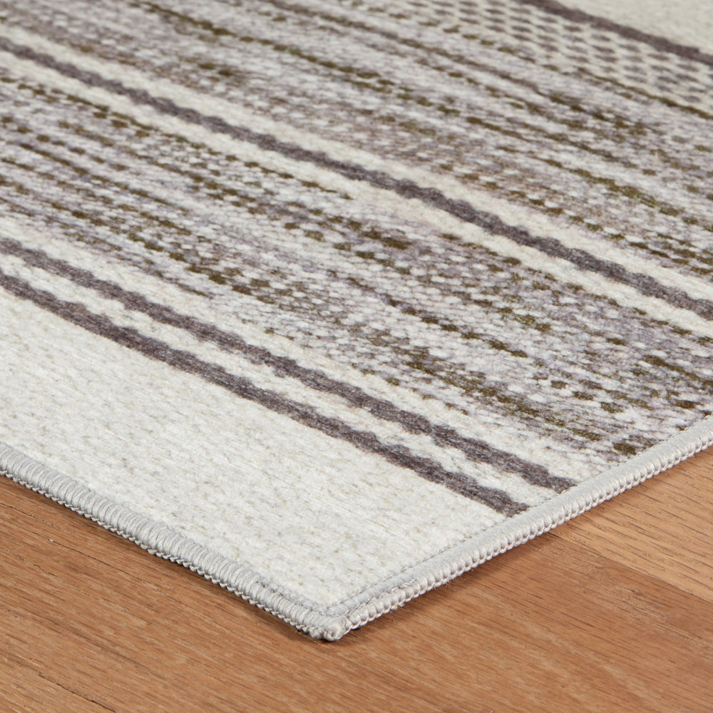 Ellington Stripe Machine Washable Rug | Grey