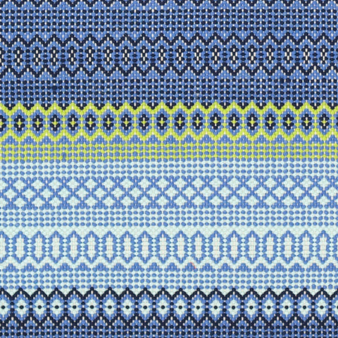 Fiesta Stripe Handwoven Indoor/Outdoor Rug Swatch | French Blue/Green