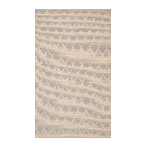Textured Diamond Handwoven Cotton Rug | Grey/Ivory