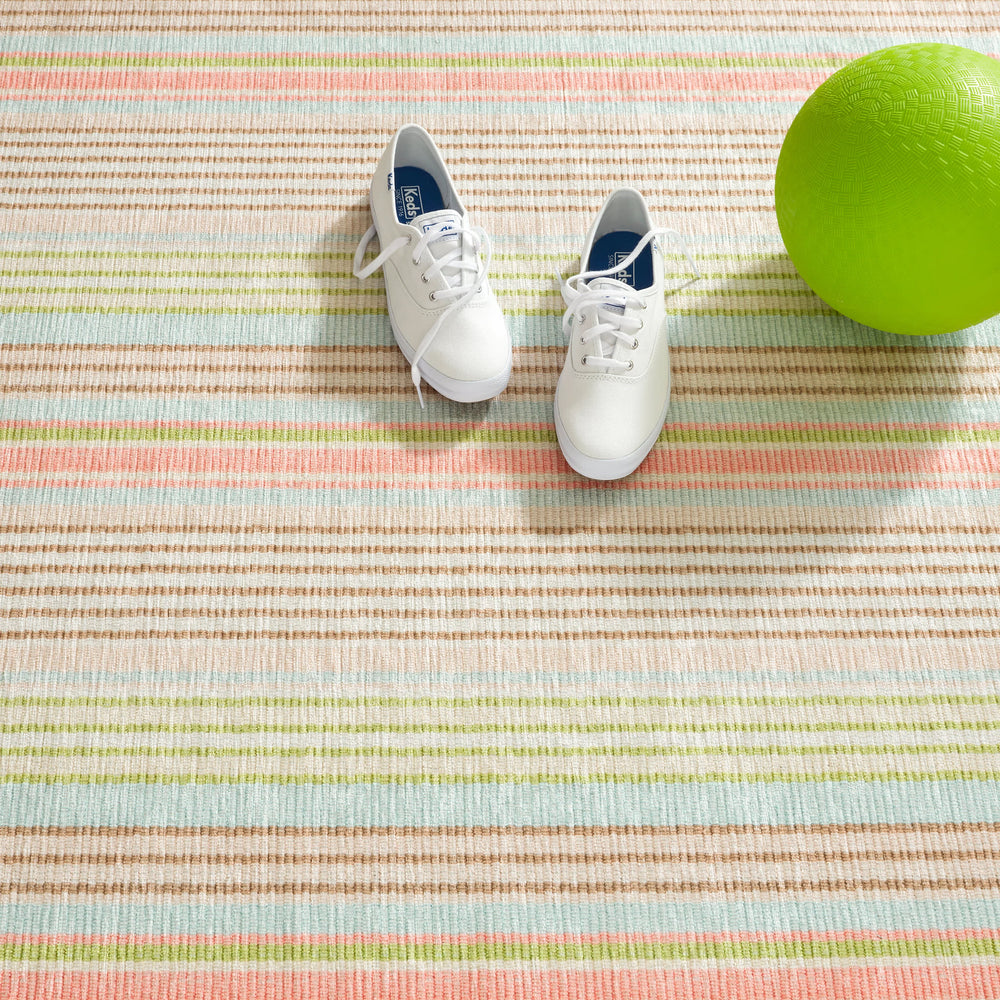 Ana Ticking Machine Washable Rug | Aqua