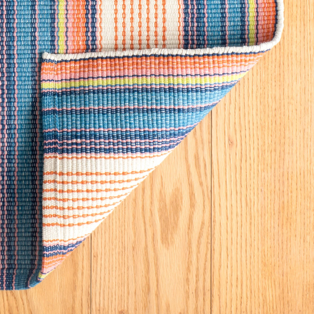 Sloane Stripe Handwoven Cotton Rug | Sunset