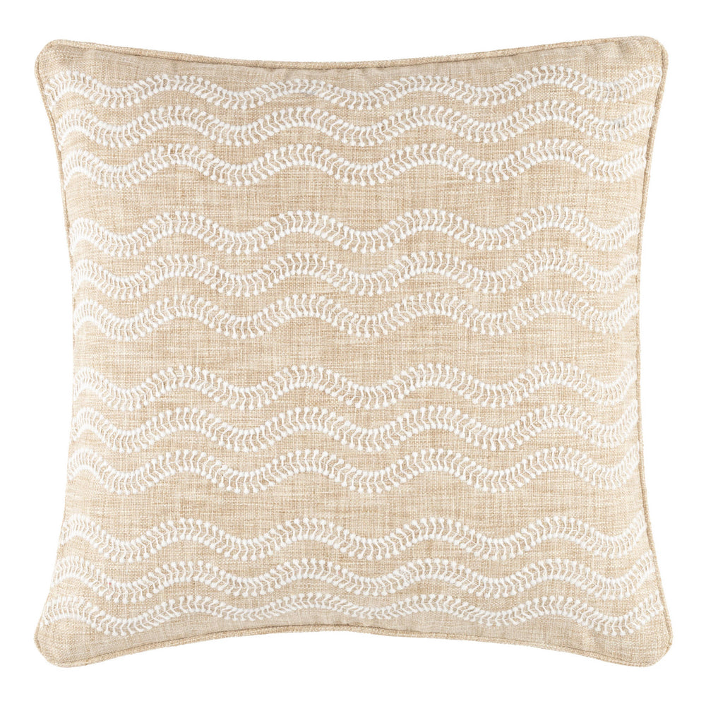 Scout Embroidered Indoor/Outdoor Decorative Pillow Cover | Natural