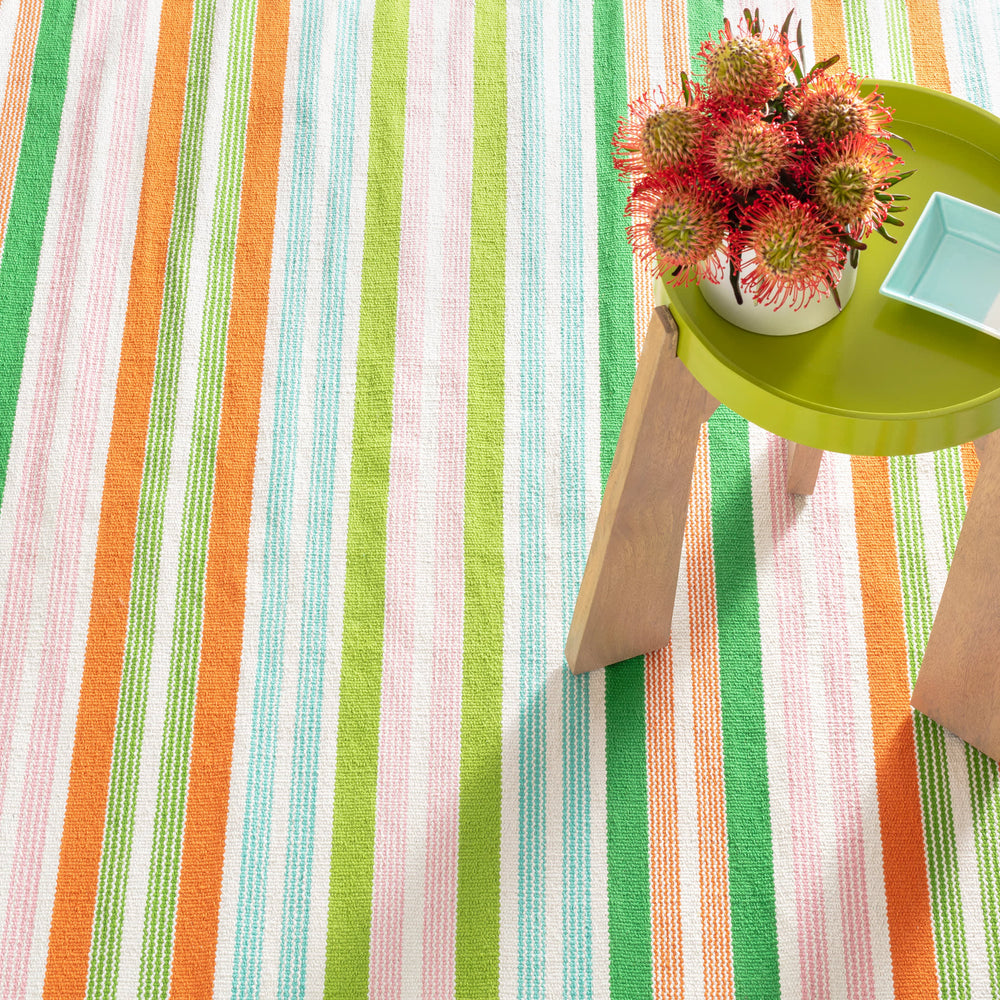 Wavy Stripe Handwoven Cotton Rug | Spring