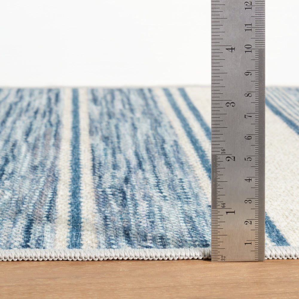 Ellington Stripe Machine Washable Rug | Blue