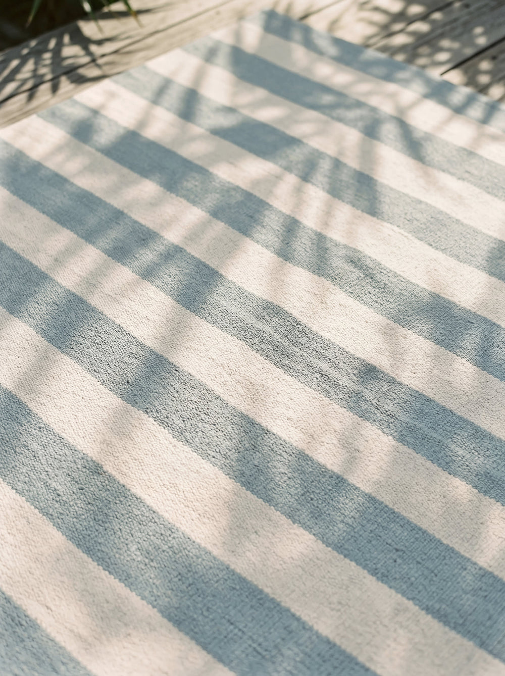 Catamaran Stripe Handwoven Indoor/Outdoor Rug | Light Blue/Ivory
