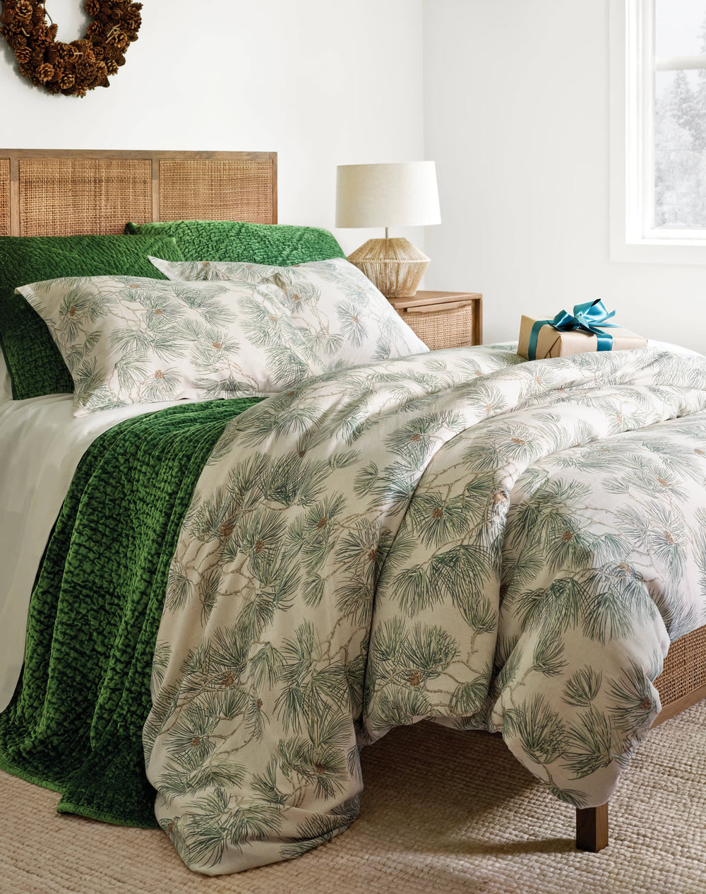 Vintage Pine Boughs Duvet Cover | Natural