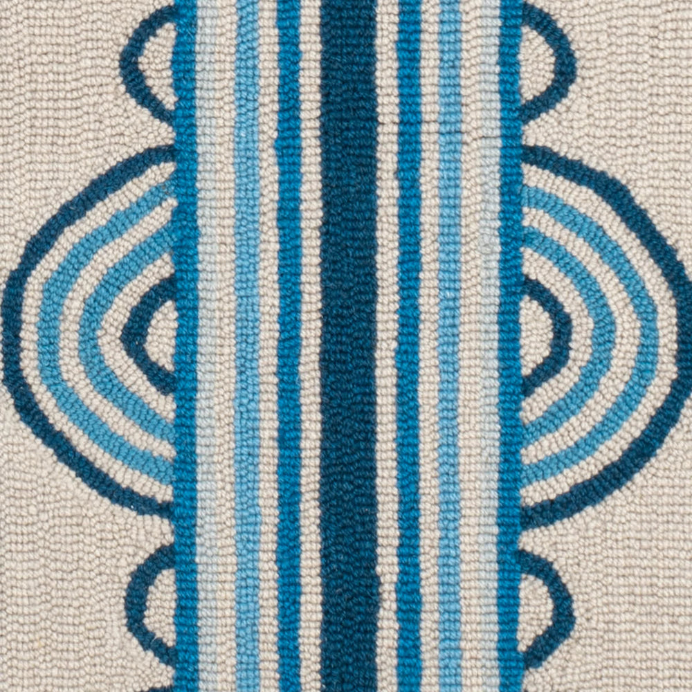 Button Hand Micro Hooked Wool Rug Swatch | Blue
