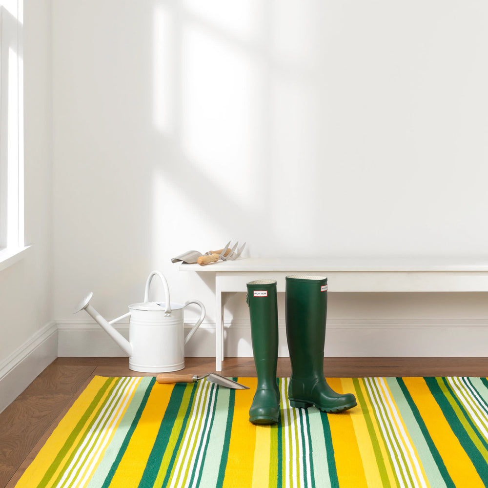 Sunny Stripe Handwoven Indoor/Outdoor Rug | Lemon