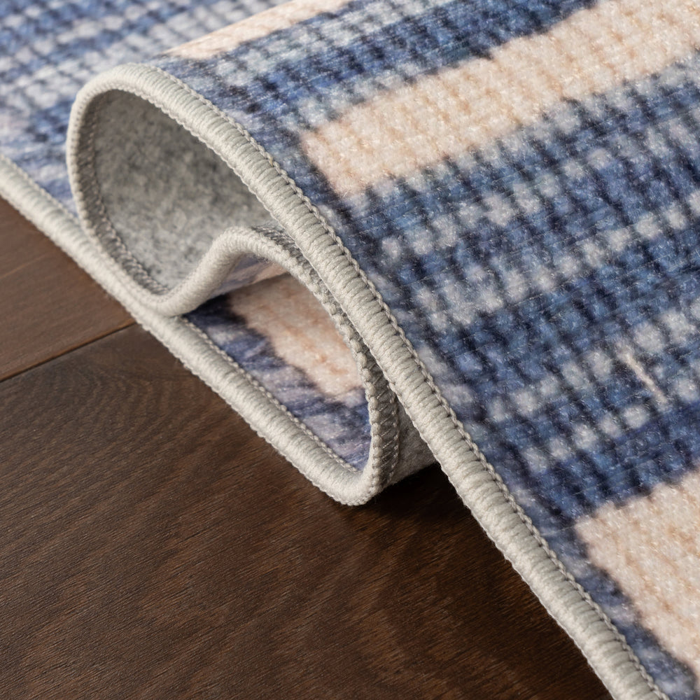 Ilae Coastal Striped Washable Rug | Blue