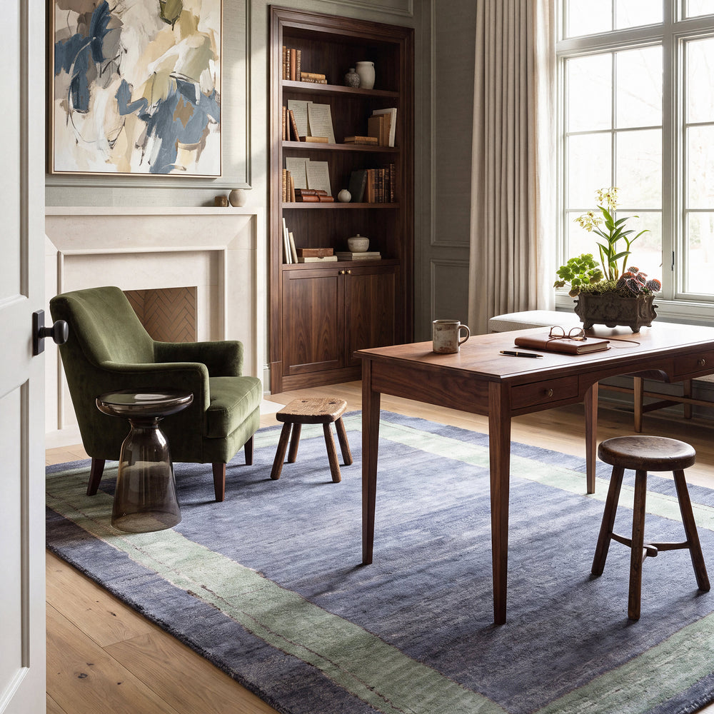 Ramila Modern Bordered Rug | Blue