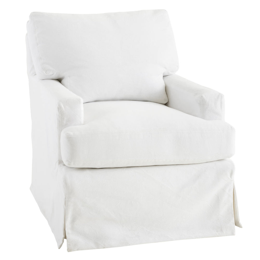 Saybrook Slipcovered Swivel Chair | White