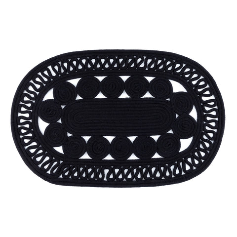 Audrey Handwoven Indoor/Outdoor Oval Rug | Black