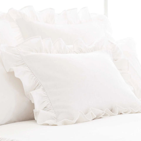 Wilton Ruffle Sham | White