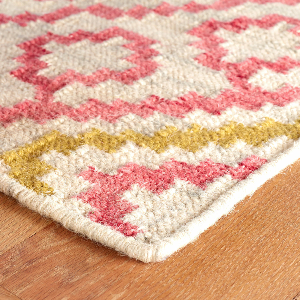 Jelly Roll Handwoven Wool Rug | Fuchsia