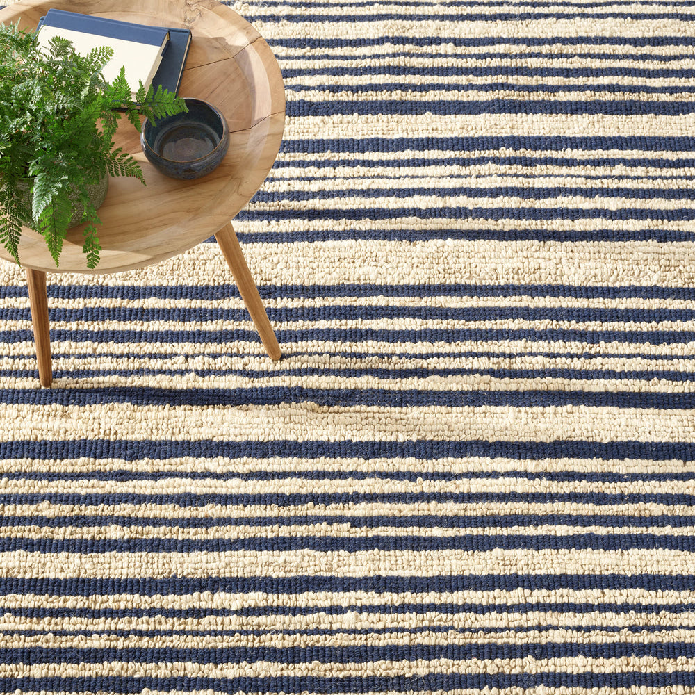 Calder Stripe Handwoven Jute Rug | Navy