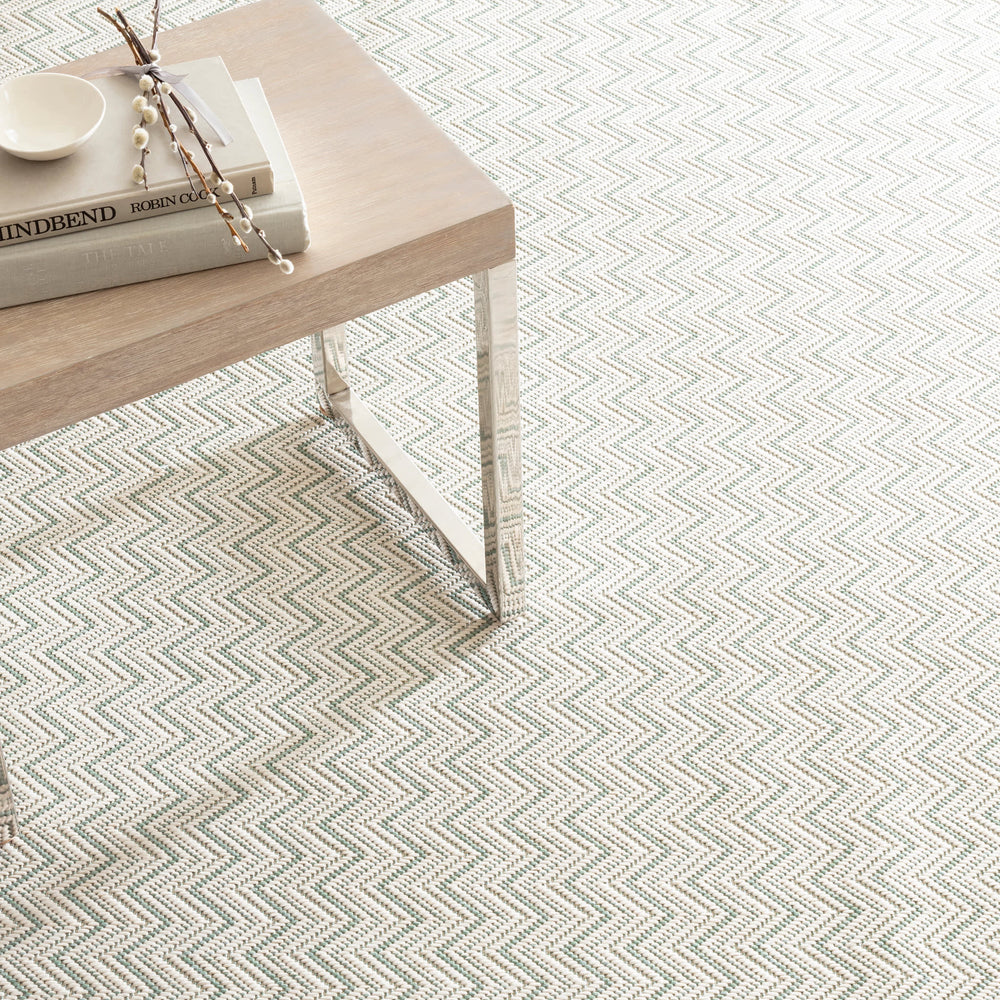 Happy Chevron Woven Indoor/Outdoor Custom Rug | Seaglass