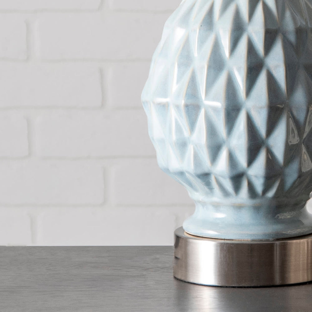 24-inch Textured Ceramic Egg Table Lamp | Light Blue