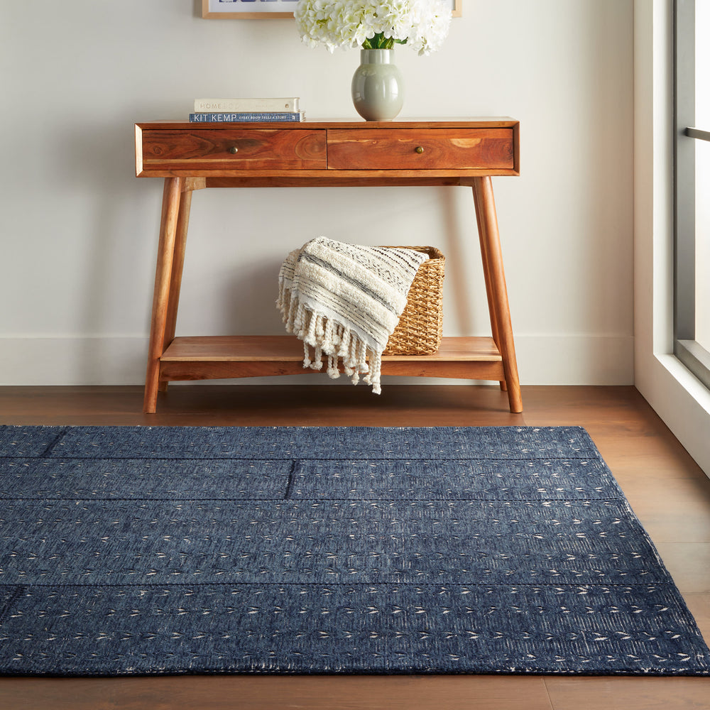 Vox Chevron Handmade Wool Rug | Navy
