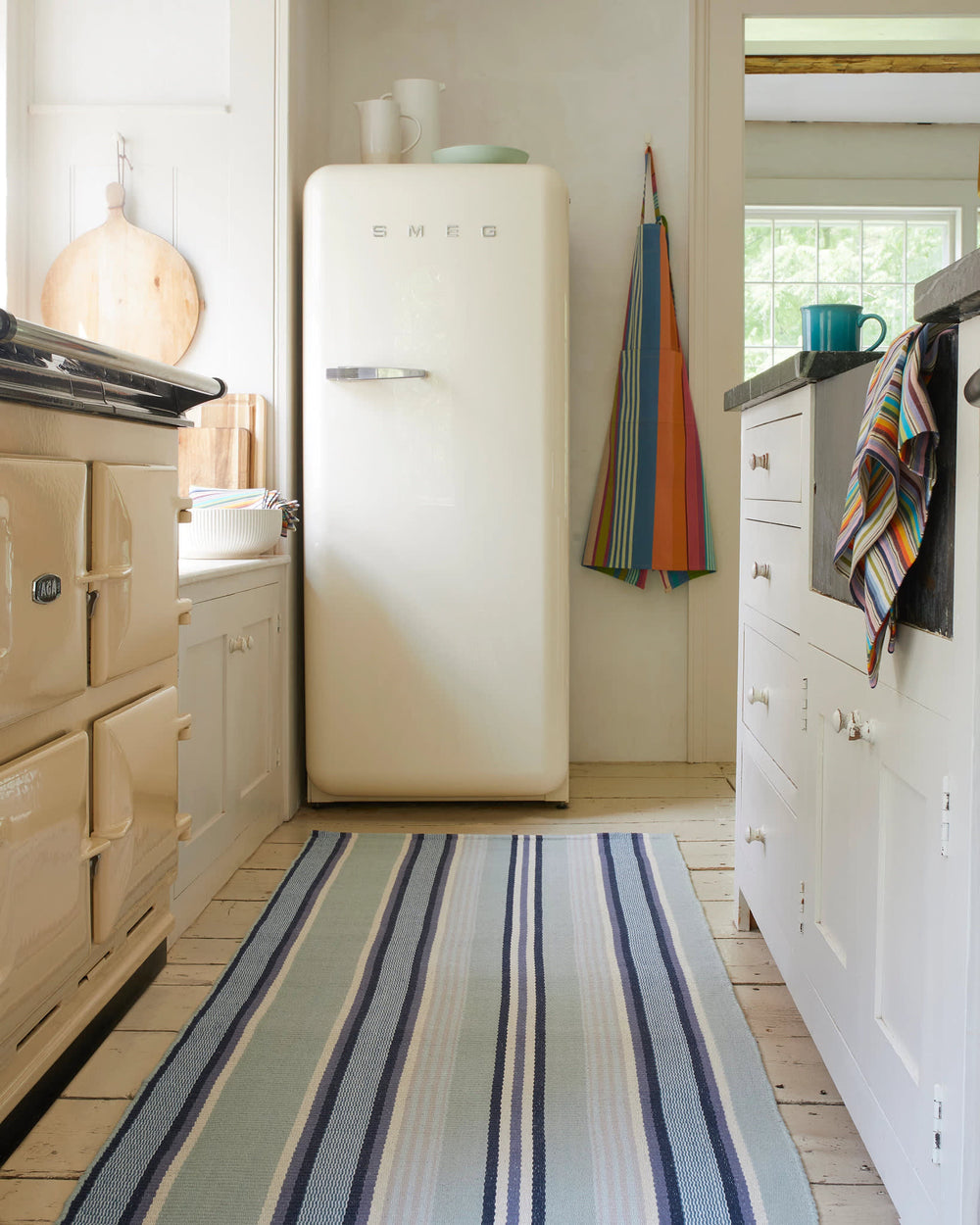 Barbados Stripe Handwoven Cotton Rug | Blue