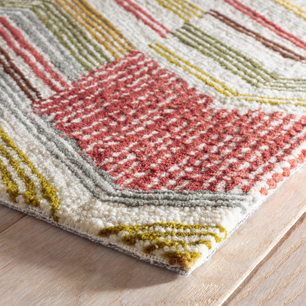 Zig Zag Hand Micro Hooked Wool Rug | Multi
