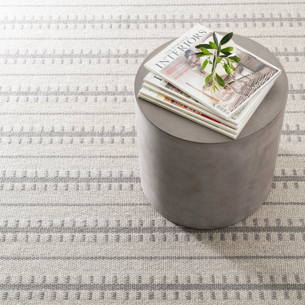 Tailor Stripe Woven Wool Custom Rug | Charcoal