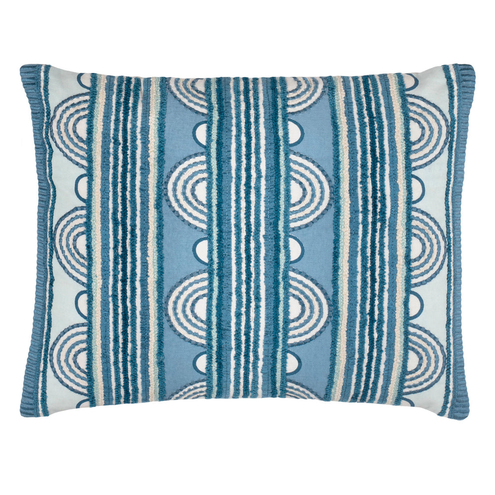 Button Embroidered Decorative Pillow Cover | French Blue