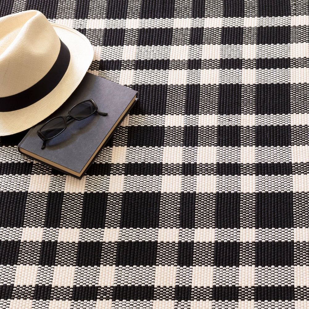 Tattersall Handwoven Indoor/Outdoor Custom Rug | Black