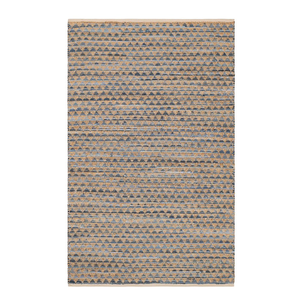 Geometric Rag Handwoven Jute Rug | Denim