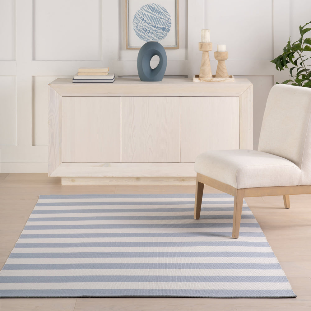 Banks Stripe Handwoven Indoor/Outdoor Rug | Swedish Blue