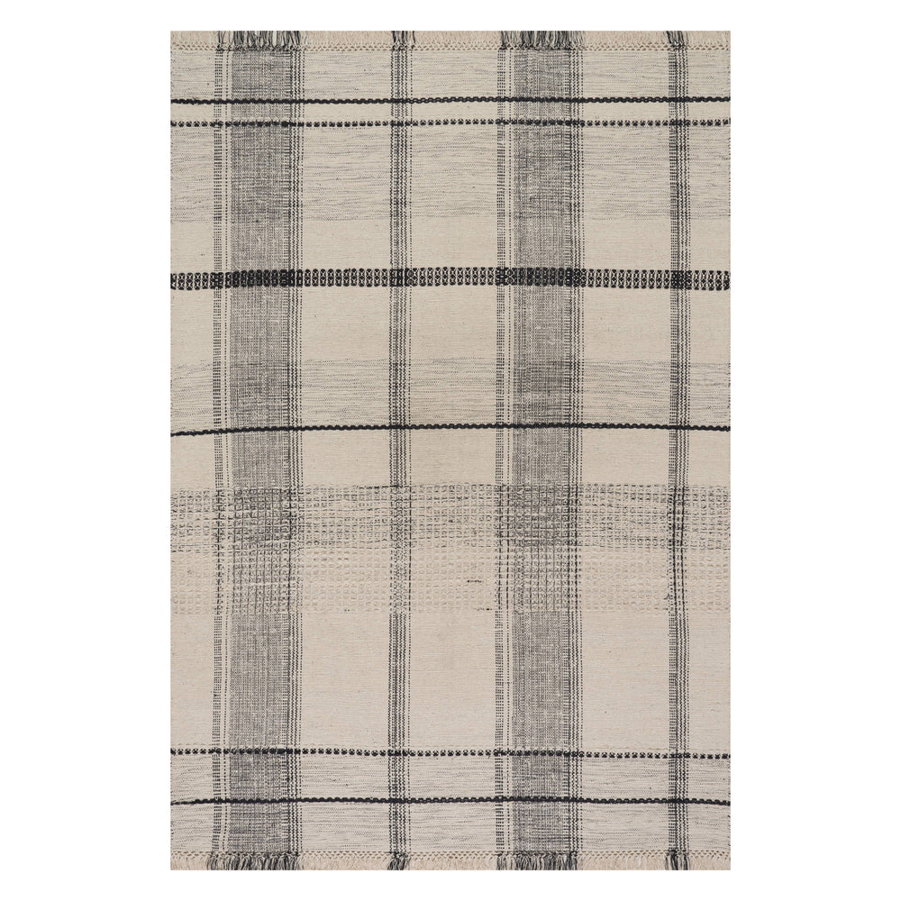 Zole Plaid Handmade Cotton Rug | Ivory