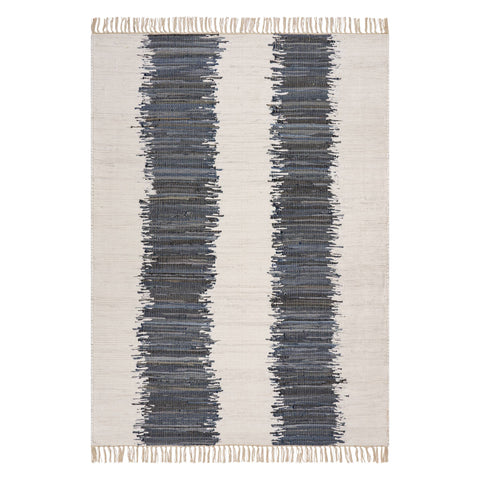 Dahara Denim Bohemian Abstract Rug | White