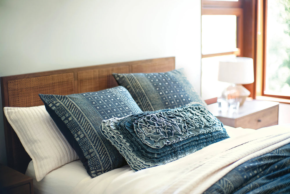 Denim Ruffle Decorative Pillow Cover | Blue