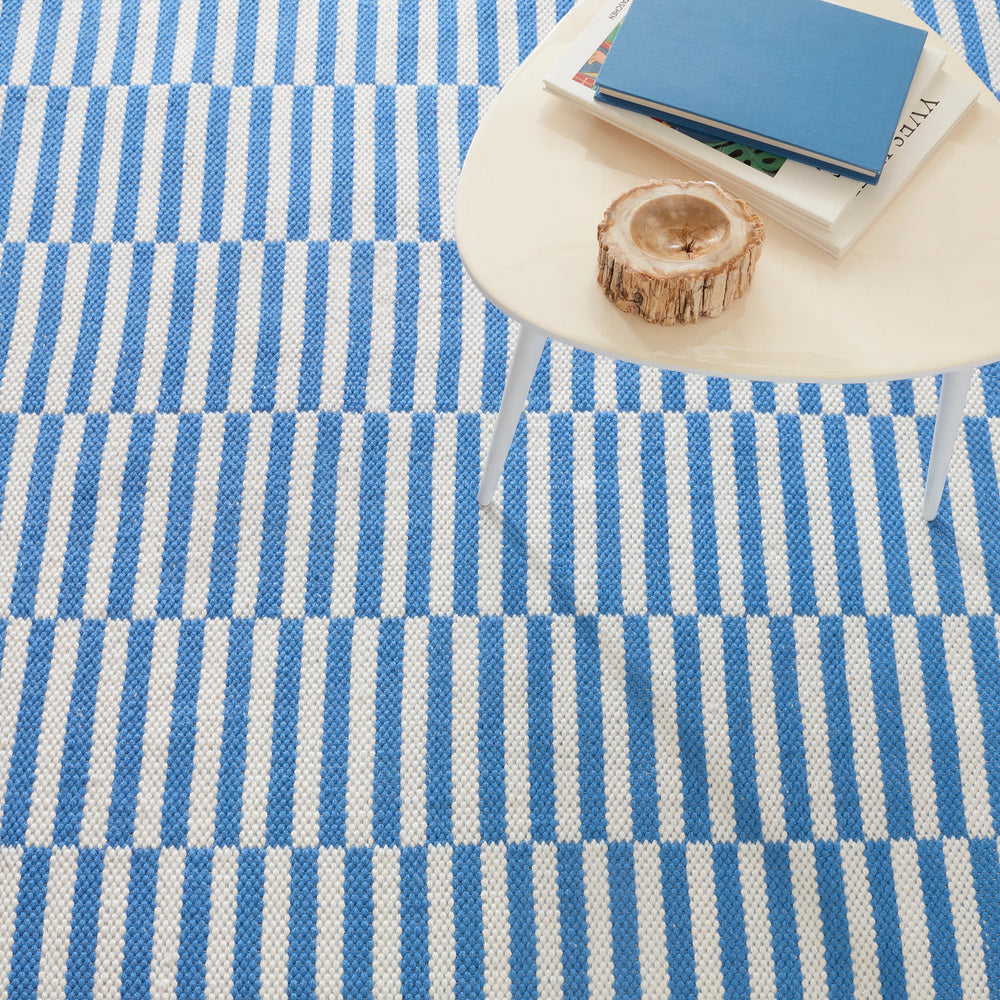 Sailing Stripe Handwoven Indoor/Outdoor Rug | French Blue