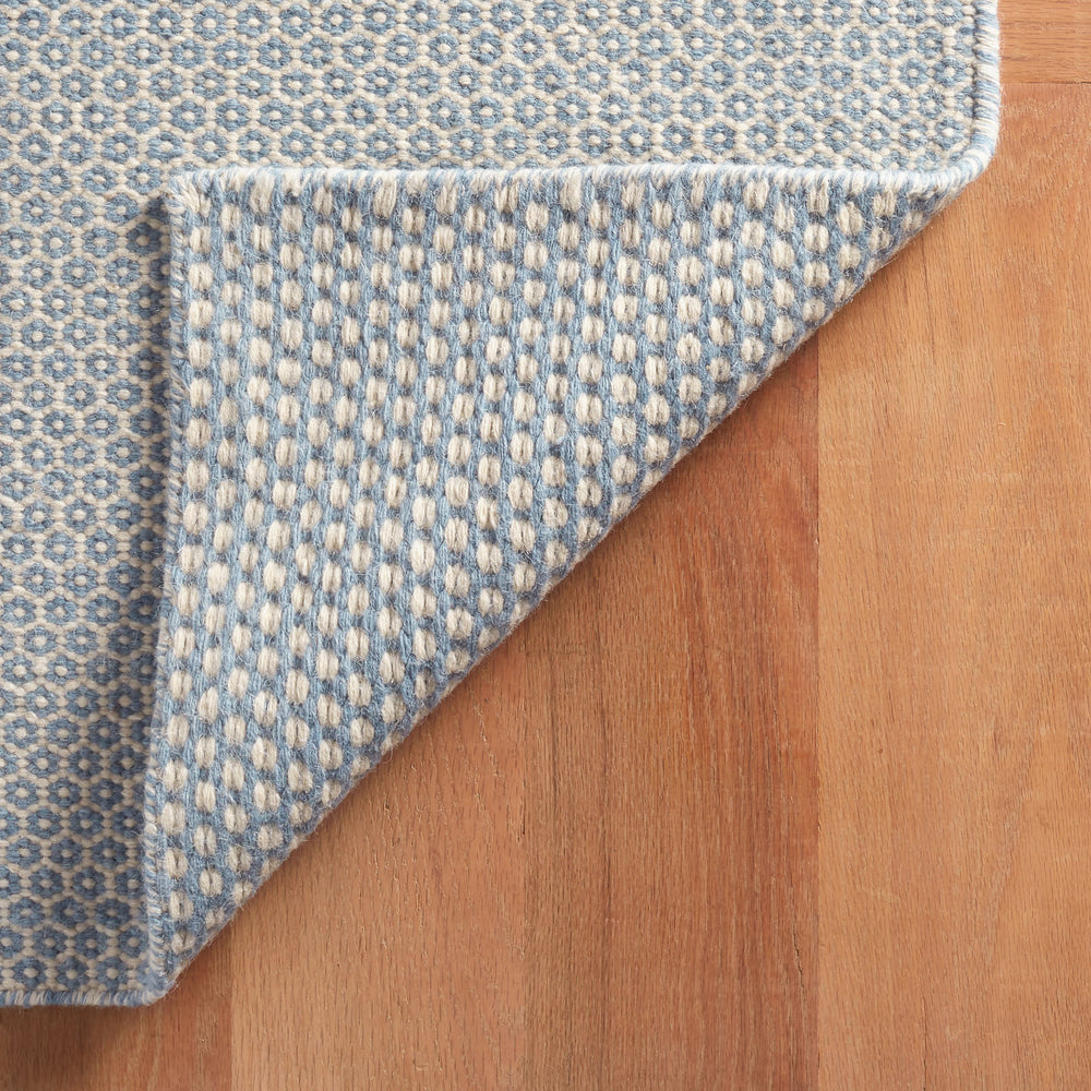 Honeycomb Handwoven Wool Rug | French Blue/Ivory