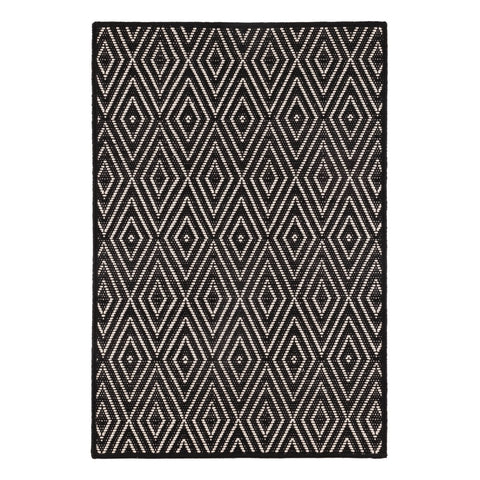 Diamond Handwoven Indoor/Outdoor Rug | Black/Ivory