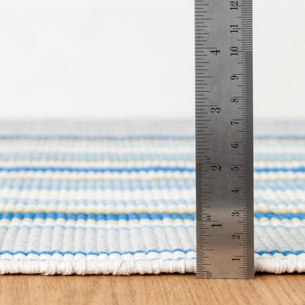 Daphne Stripe Handwoven Cotton Rug | French Blue