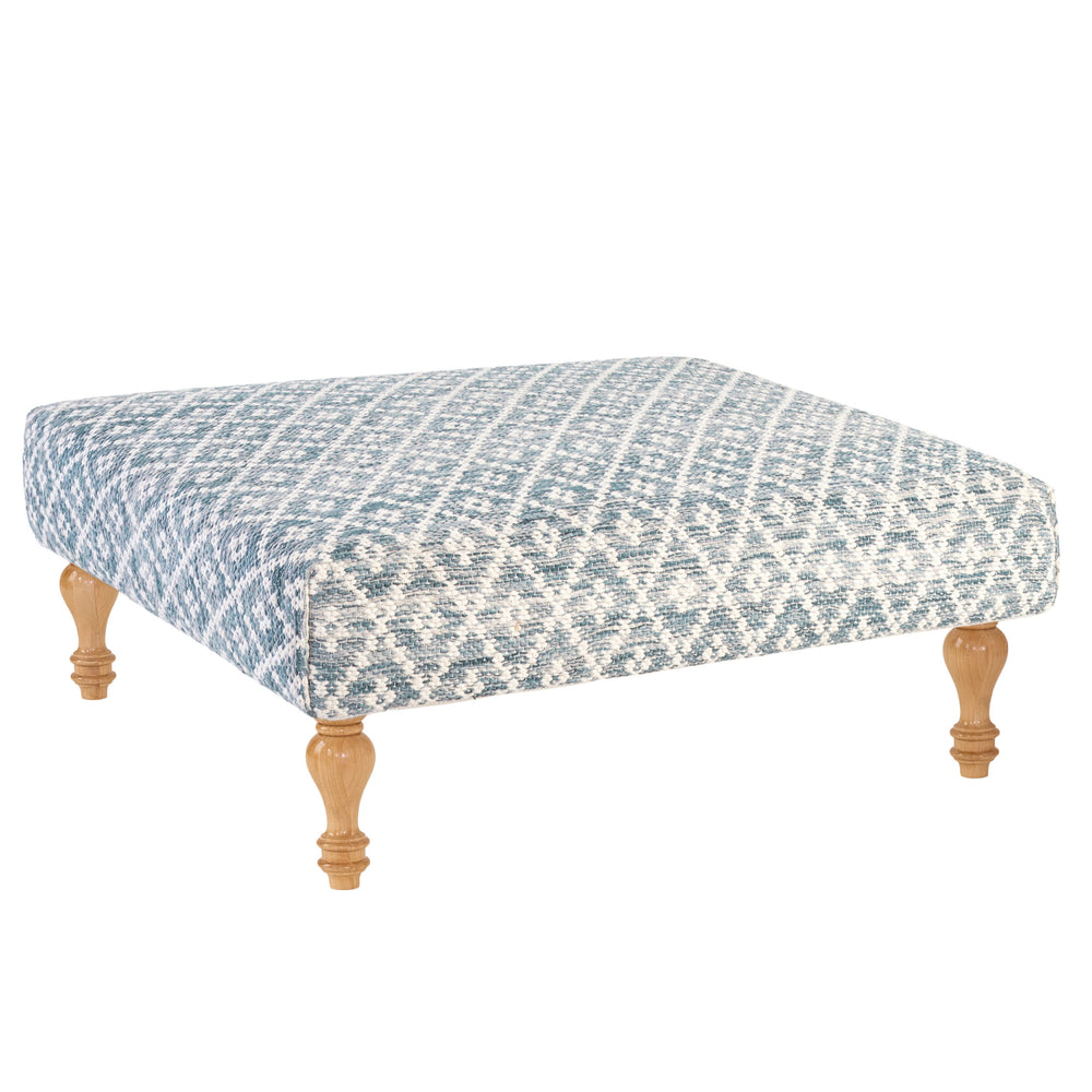 Melange Diamond Blue Custom Rug Ottoman | Blue