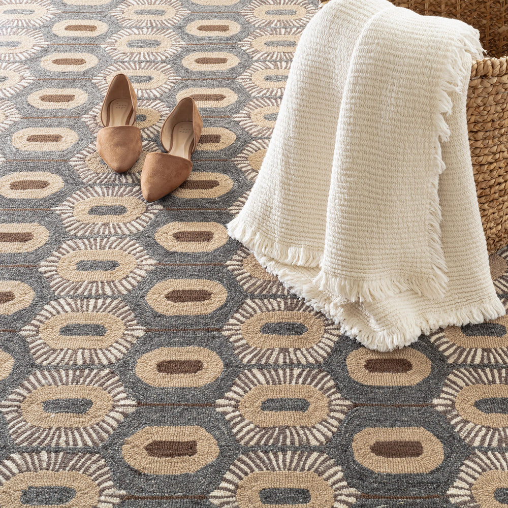 Stowe Hand Micro Hooked Wool Rug | Grey
