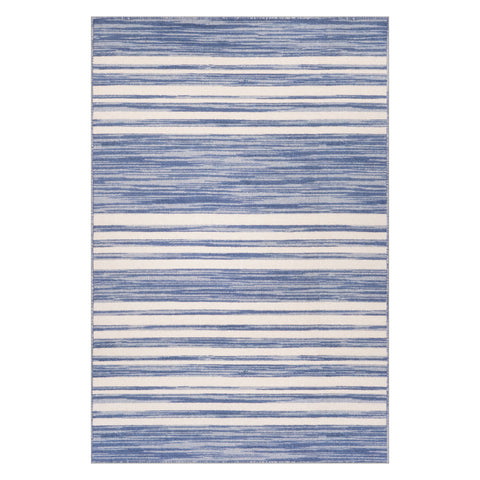 Ilae Coastal Striped Washable Rug | Blue