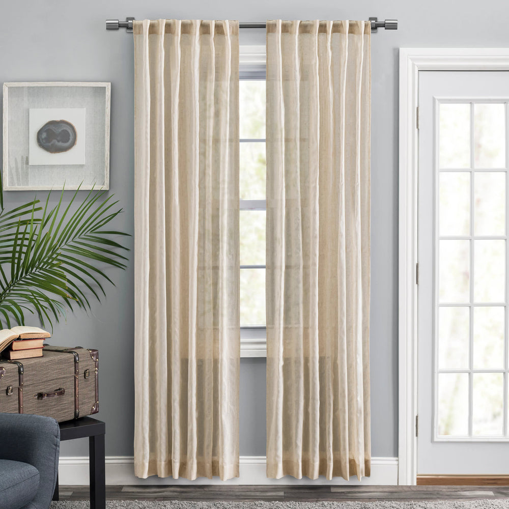 Textured Stripe Curtain Panel Pair | Natural