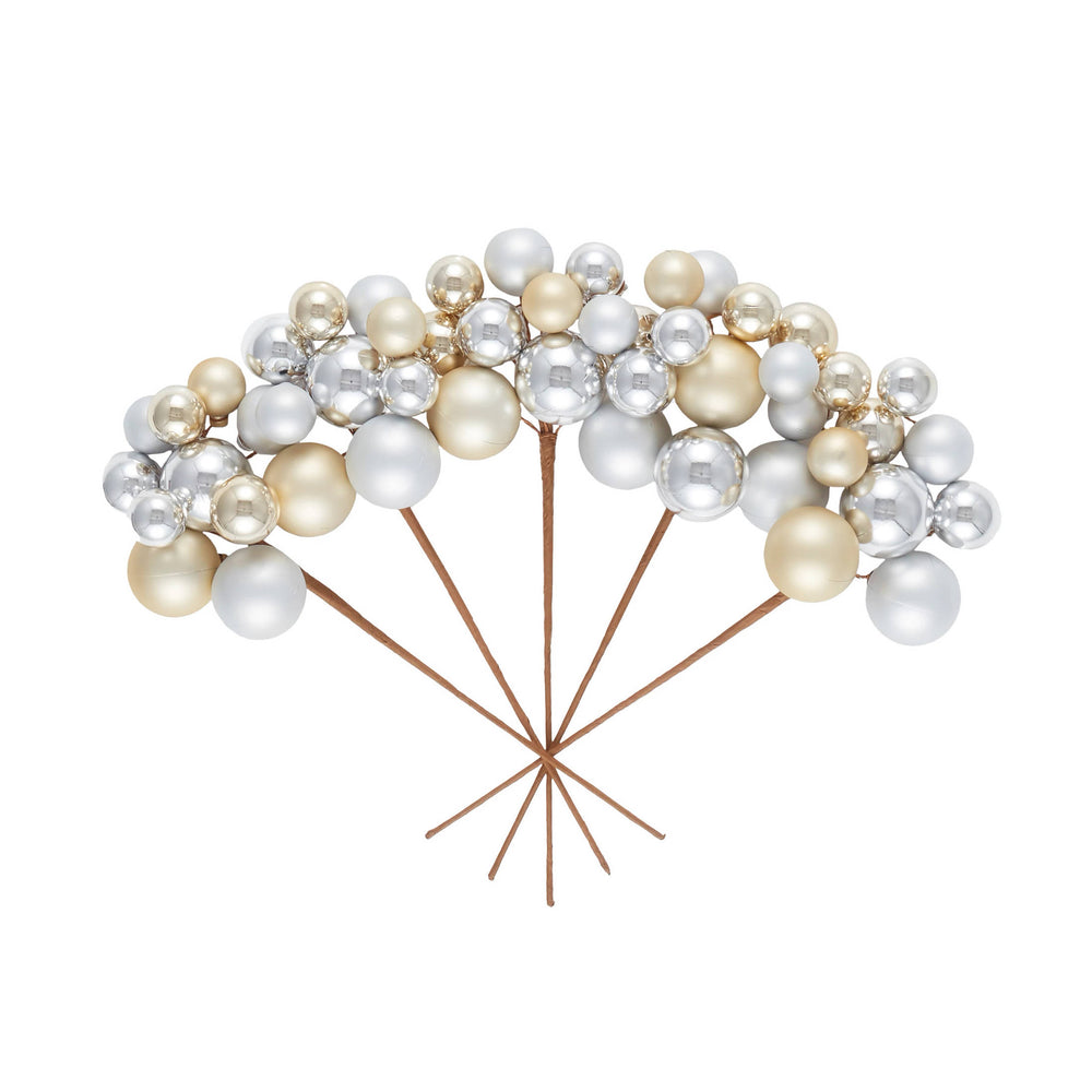 Champagne & Silver Ball Cluster Pick/Set of 5 | Neutral