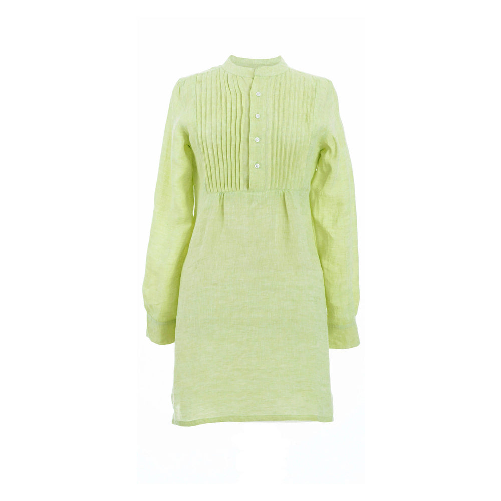 Chambray Pleated Linen Tunic | Lime