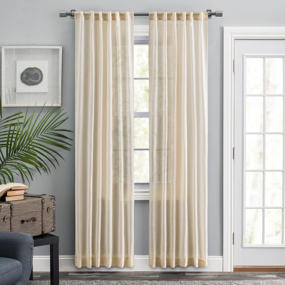Textured Solid Curtain Panel Pair | Natural