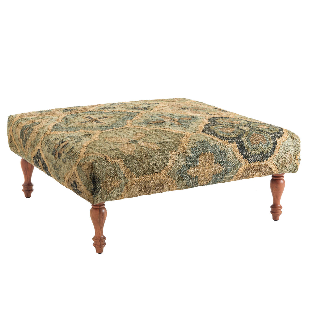 Pali Custom Rug Ottoman | Blue