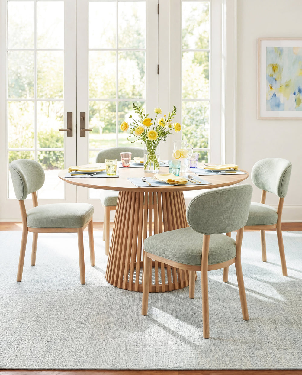 Crosshatch Hand Micro Hooked Wool Rug | Sky