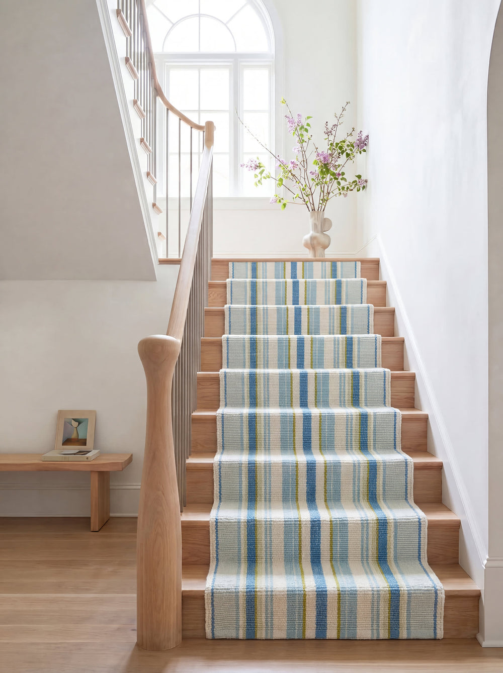 Daphne Stripe Handwoven Cotton Rug | French Blue