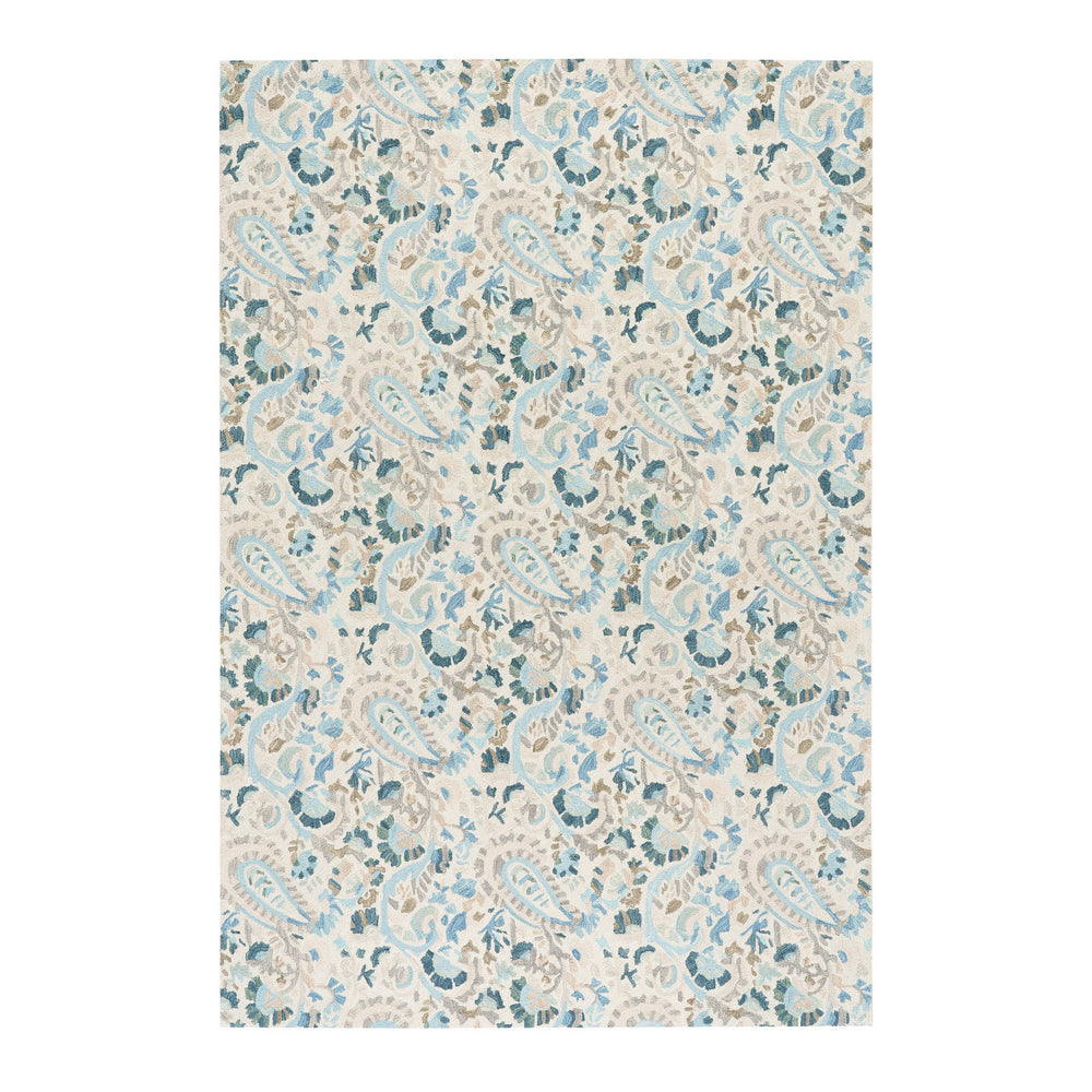 Ines Hand Micro Hooked Wool Rug | Blue