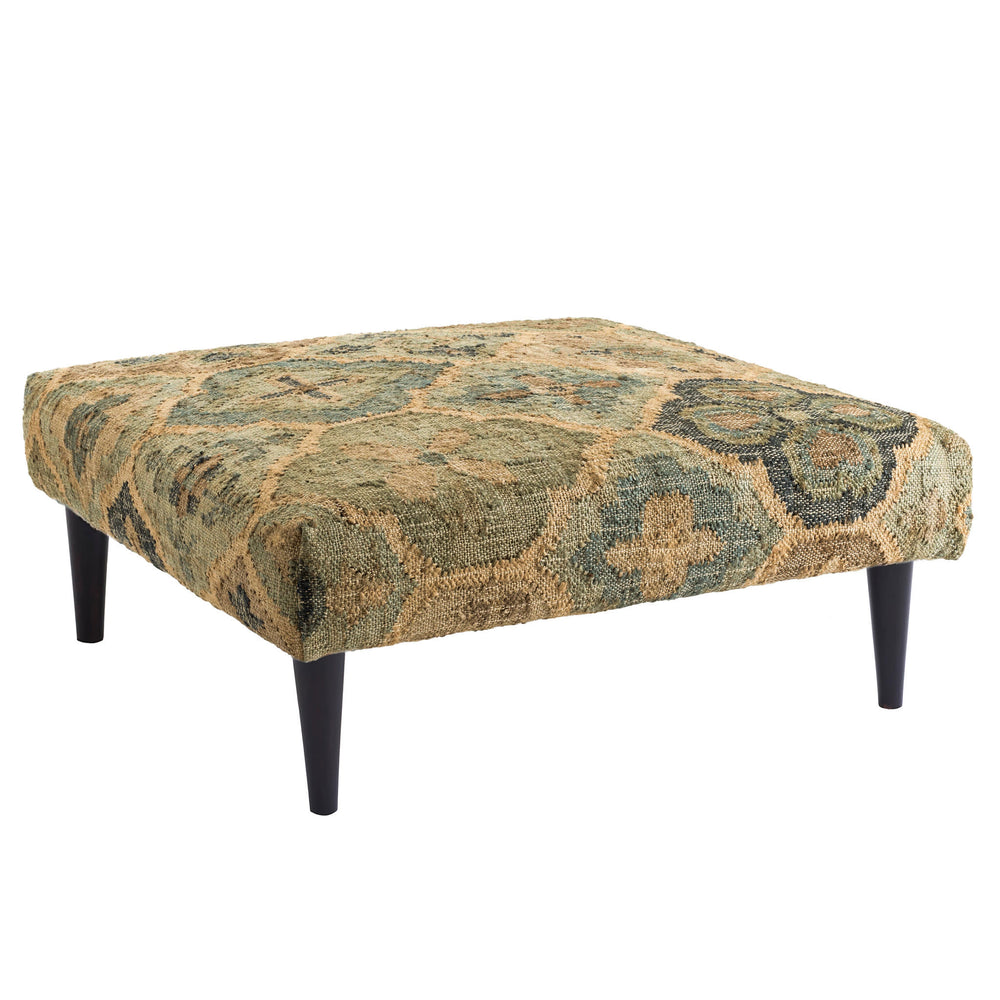 Pali Custom Rug Ottoman | Blue