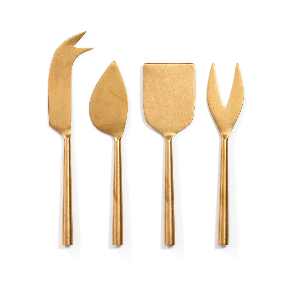 Hand Forged Cheese Knives Set | Gold